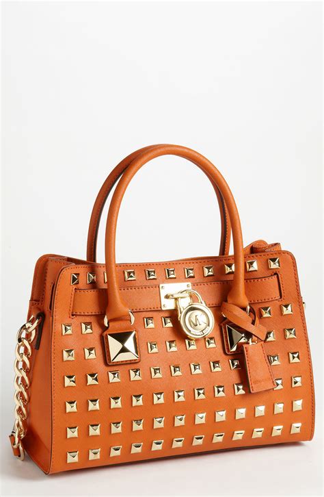 michael kors studded satchel|michael kors opened satchel purse.